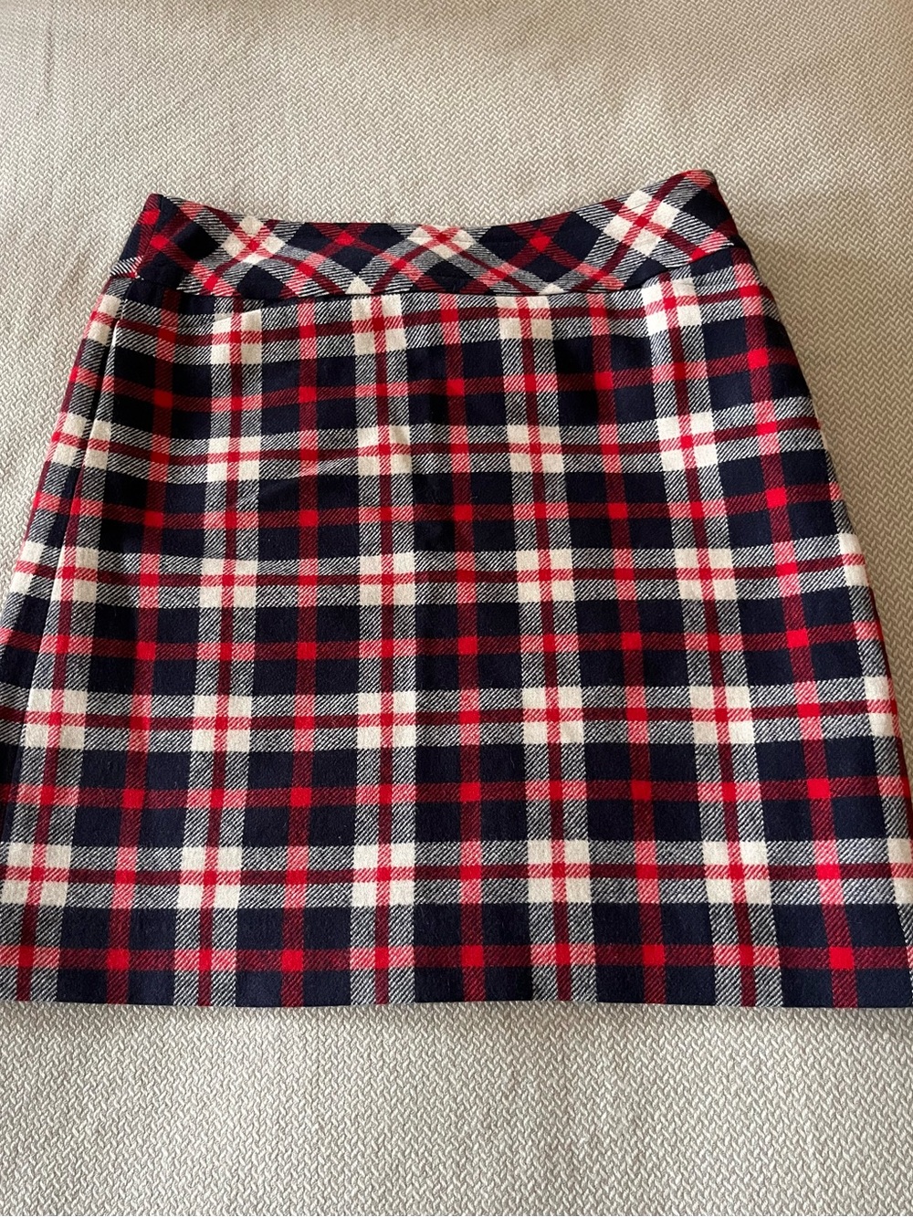 Talbots Red, White and Blue Plaid Wool Blend Skirt Size 4